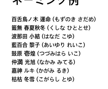キャラクターなどのネーミング承ります 口に出して読みたくなる独創性のあるネーミング！ イメージ2