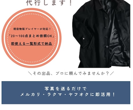 フリマSEO対策古着出品名×説明文を作成代行します 外注化に最適！現役古着物販プレイヤーが商品の魅力を言語化！ イメージ1