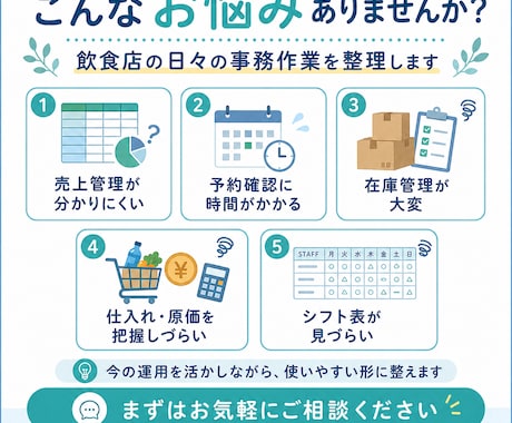 飲食店向け業務改善をします 売上・予約・在庫管理を使いやすく整理 イメージ2