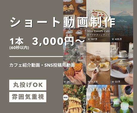 カフェに特化したSNS動画を作成いたします カフェ紹介、PR、告知など、飲食店の魅力を引き出す動画を制作 イメージ1