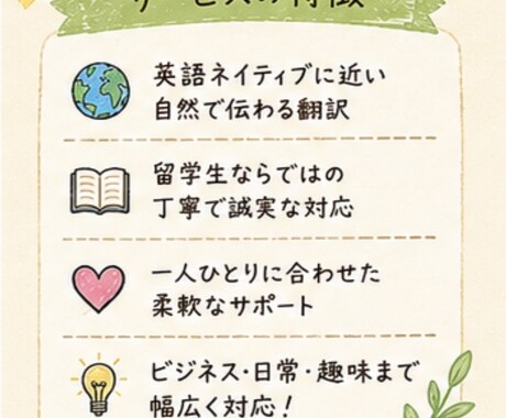 あなたの想いを言葉の壁を超えて翻訳します あなたの伝えたい想いを伝えるお手伝いをします！ イメージ2