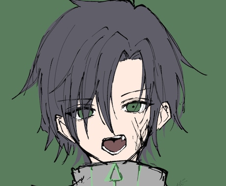 単色メインのアイコン描きます 目の色などワンポイント着色でクールに仕上げます！ イメージ1