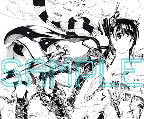 モノクロでお好きなキャラを描きます オリジナルでもOK！贈り物にも最適♬ イメージ1