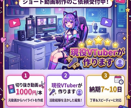ショート動画編集します 現役Vtuberがあなたのショート動画を制作します! イメージ1