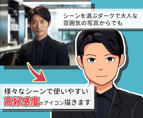 再開セール動くアイコンも！高好感度アイコン描きます ビジネスにピッタリ！お笑い系や写真が苦手な方でも使いやすい！ イメージ1