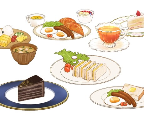 配信向け食べ物や小物イラスト描きます 朝配信、雑談などのお供にあなただけの小物をどうぞ イメージ1