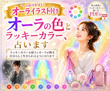 イラスト図解付★オーラ＆ラッキーカラー、占います ☆ラッキーカラーを使うと自分らしく生きやすくなります イメージ2
