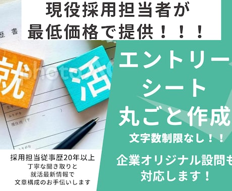 ゼロから可能／現役採用担当がES作成・添削します 現役の採用担当が就活最新情報を駆使したご提案をいたします！ イメージ1