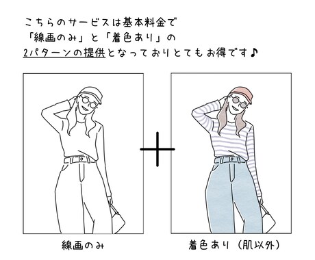 シンプルでオシャレな線画イラスト描きます 線画と着色の2パターン納品で活用度無限大！ イメージ2