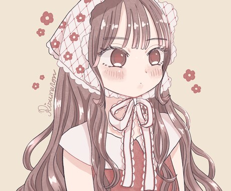ふんわり可愛い女の子のSNSアイコン描きます フリルやレースがアクセントのゆめ可愛いイラスト イメージ1
