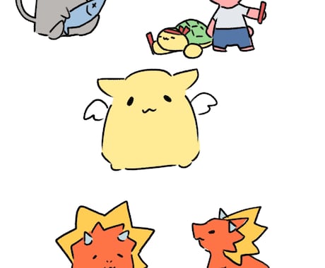 可愛い動物、モンスター描きます 最短翌日納品!小物は無料でお描き致します! イメージ1