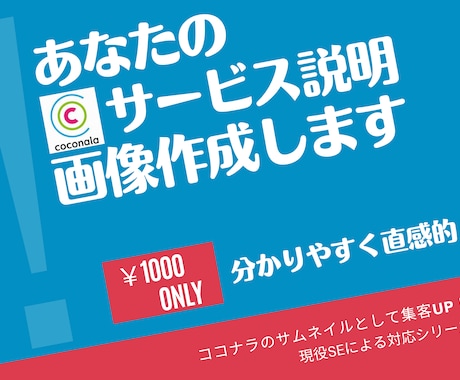 あなたのココナラのサービス説明画像を作成します サービス出品のために、目を引くようなタイトル画像が欲しい方へ イメージ1