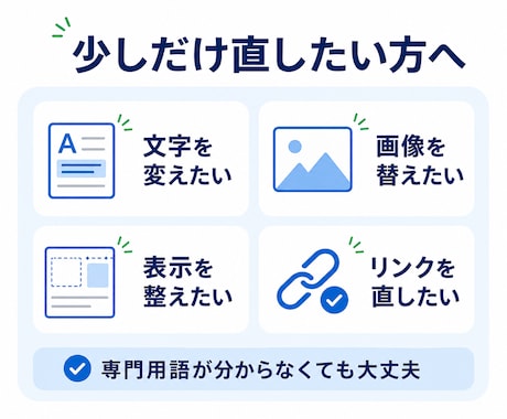 WordPressの軽微修正を最短即日で対応します 文章・画像・表示崩れを3,000円から対応 イメージ2