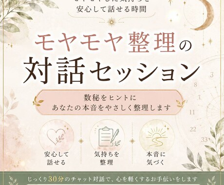 不安な気持を一緒に整理します 答えは自分の中にあります。占いはあくまでも補助です。 イメージ1