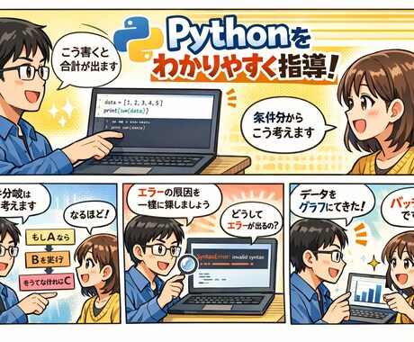 Pythonをマンツーマンで丁寧に指導します 初心者から中級者まで目的に合わせて伴走します イメージ1