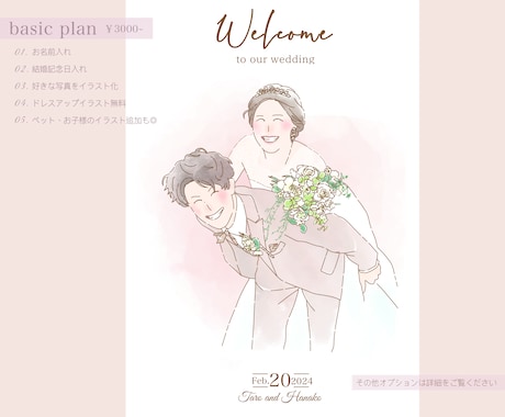 シンプルな似顔絵入りウェルカムボード作成します シンプルなデザインの似顔絵でどんな結婚式にもぴったりです︎✿ イメージ2