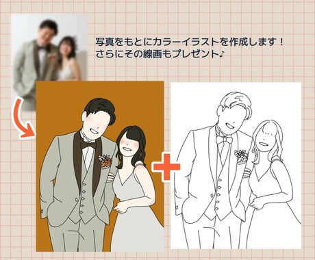 線画付き！写真からシンプルな似顔絵を作成します 最短翌日納品！大切な思い出をイラストで残しませんか？ イメージ2
