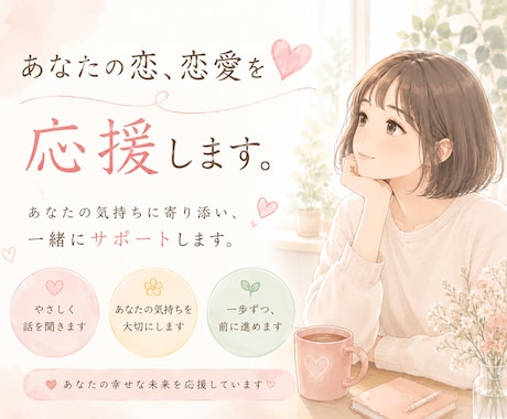 恋するあなたの心を応援します まずは”あなたの心”を大切に。安心して話せる場所を作ります。 イメージ1