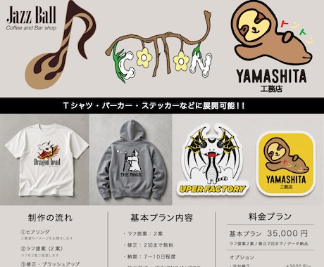 アパレルや飲食、ステッカー、個性派ロゴ作成します オリジナルグッズやお店のキャラクターに！ イメージ2