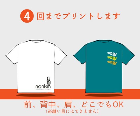 シルクプリントで「２枚」オリジナルTシャツ作ります Tシャツ2枚 + プリント4か所 + 送料込み！！ イメージ2
