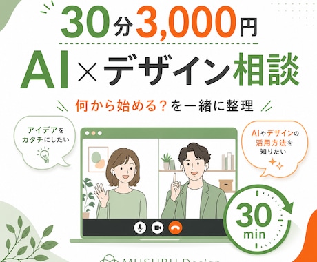 30分でデザインのもやもやを結びますます 何から始める？3,000円でAI×デザイン相談 イメージ1