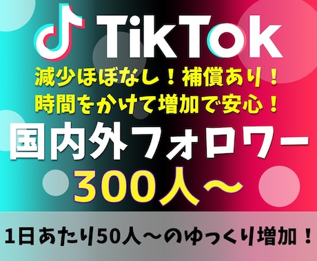 TikTokフォロワー 300人～増加させます 10代～30代向けSNSの決定版！減少なし！安心！高品質！ イメージ1