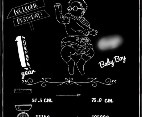 線画バースデーボード作ります 誕生日のお祝いに、線画イラストと成長の証を記録します。 イメージ2