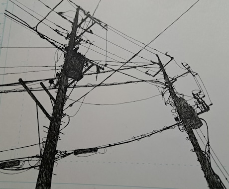 ボールペン画（主に電柱や風景）を描きます モノクロイラスト好きな方にオススメです。ベタ塗り無し。 イメージ2