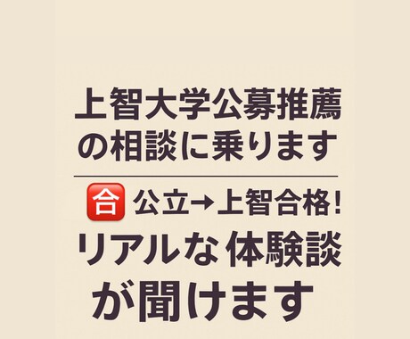 現役上智大生が上智大学の事教えます 公立→上智合格！リアルな体験談が聞けます！ イメージ1