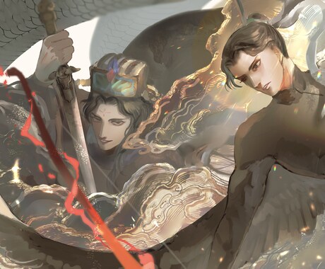 オリジナルキャラクターの一枚絵、アイコン等描きます ダークな雰囲気や耽美な雰囲気が好きな方へ！ イメージ2
