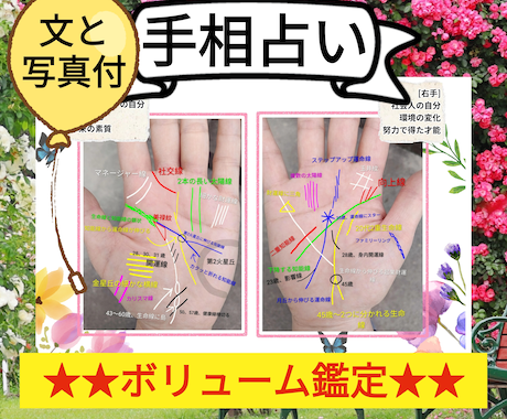 4000字～本格手相占い/写真解説も付きます お客様の状況を把握し、正確に読み解きます。写真と文でW解説 イメージ1