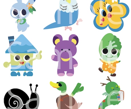 フラットデザインのキャラクターイラスト書きます シンプルでおしゃれなオリジナルキャラクターが欲しい方に イメージ1