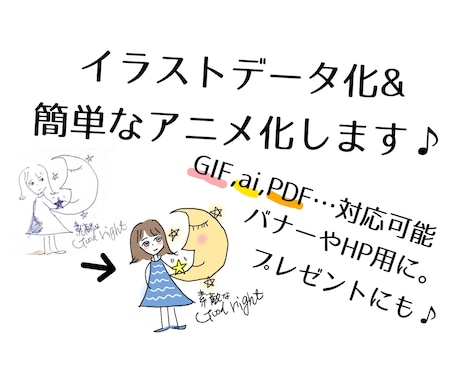 イラストのデータ化&アニメ化します イラストやロゴをデータ化。アニメーション化もご対応します♪ イメージ1