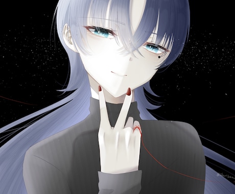 黒背景のキャラクターイラストを描きます 黒の中で輝くキャラクターを提供します イメージ1