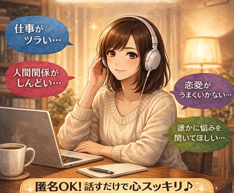 どんなお話しでも/ゆるい関西弁でお聞きします 誰にも言えない悩み、愚痴、雑談、モヤモヤ気軽にお話ください イメージ1