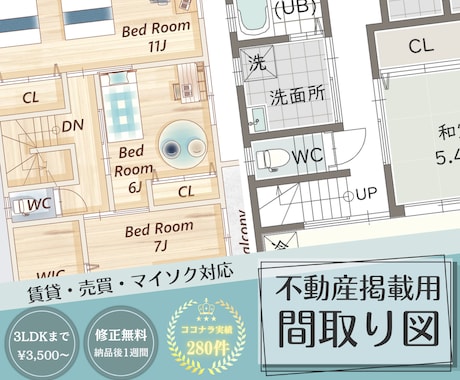 不動産掲載用の見やすい間取り図を作成します イメージ1