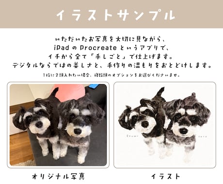 実績2千頭超｜大切なペットを水彩風に可愛く描きます 思い出を形に。スマホ壁紙特典付き！虹の橋を渡った子も承ります イメージ2