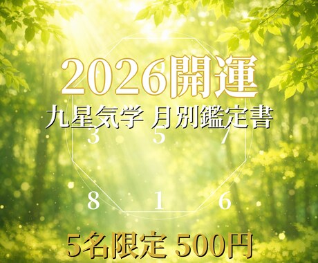 2026開運 | 九星気学月別鑑定書 作成します 5名限定500円生年月日から約4000字の本格開運アドバイス イメージ1