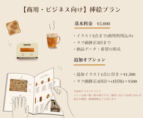 商用利用O.K＊温かみのあるフード挿絵描きます Webやチラシがオシャレで温かみがある雰囲気になります！ イメージ1