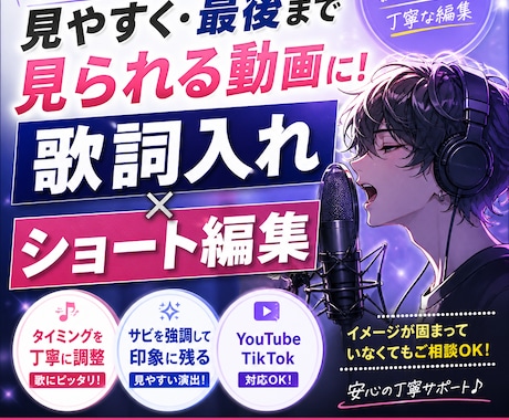 歌ってみた動画の歌詞入れやります 歌い手としての視点で、歌に合った自然な歌詞入れを行います イメージ1