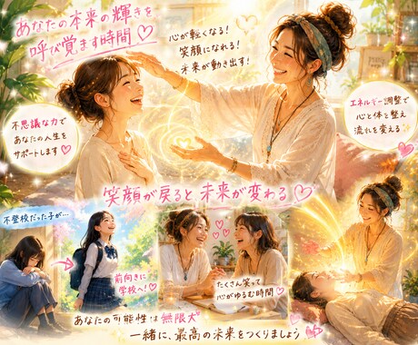 本来のお子様に戻し不登校を克服しお手伝いを致します 本来のあなたを呼び覚まし、人生の流れを変えるセッションです。 イメージ2