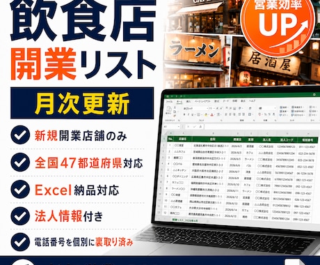 6月新規開業飲食店リスト（全国版）提供します イメージ1