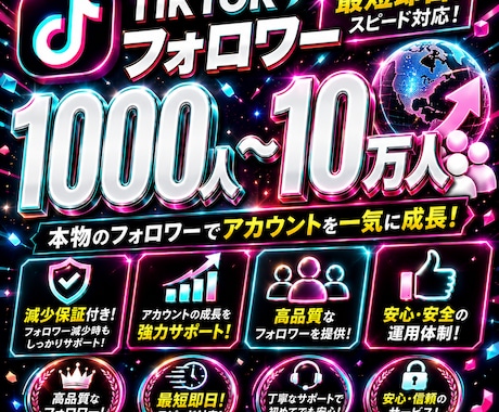TikTokフォロワー＋1000人人増加します 高品質！2000円TikTokオプションで100000人増加 イメージ1