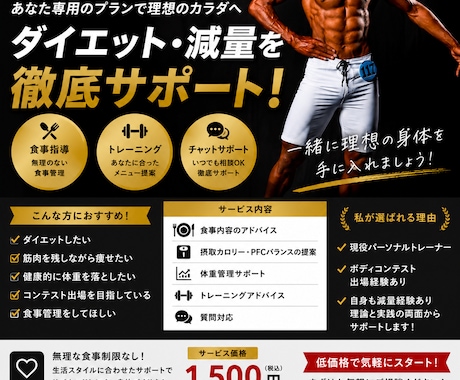 コンテスト経験者があなた専用のプランを作成します 無理な食事制限なし！現役トレーナーが理想の身体作りをサポート イメージ1