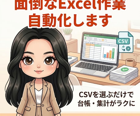Excel業務を自動化します CSVを選ぶだけで台帳・集計を効率化 イメージ1