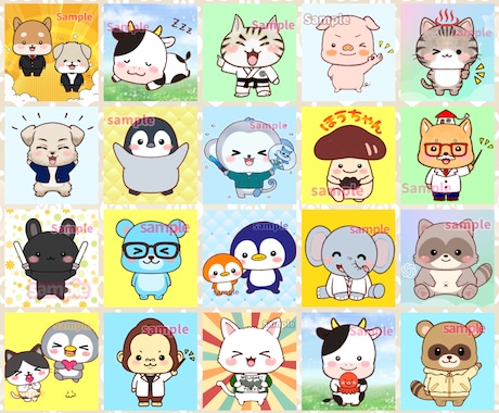 SNSアイコンや投稿オススメ！かわいい動物描きます 人気のポーズ違い✨X、インスタグラム、ブログ、YouTube イメージ2