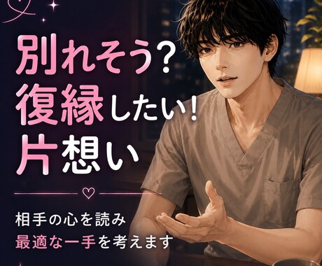 男性目線で恋愛において最適な一手を考えます ６月末までお試し価格！浮気、不倫、失恋などお悩み相談を気軽に イメージ1