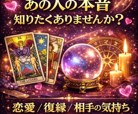 タロット占い【恋愛・復縁・片思い】を視ます 「あの人の本音と今後の恋愛の流れをタロットで鑑定します」 イメージ1