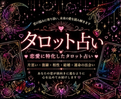 タロット×心理学で、あなたの恋愛傾向読み解きます 感情の奥に隠れた恋愛の本音、タロットで一緒に見つけましょう イメージ1