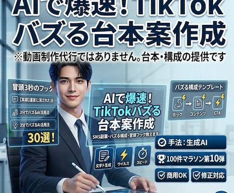AIで爆速！TikTokバズる台本案作成します イメージ1